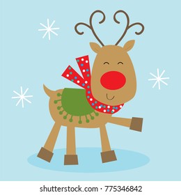 happy reindeer celebrating christmas design