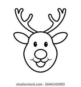 a happy reindeer face with nose and antlers