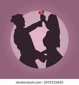 Happy Relationship GF and BF Duo Love Illustration