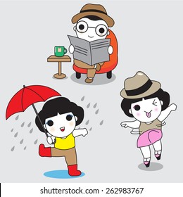 Happy Relaxing Day Characters illustration