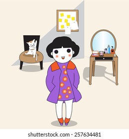 Happy Relaxing Day at Home character illustration