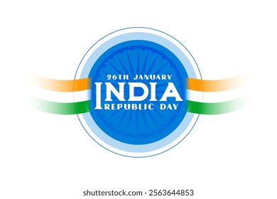 happy republic day ashok chakra background with tricolor flag vector