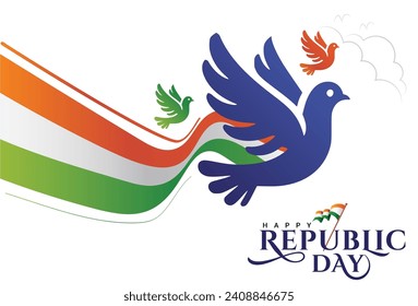 Happy republic day background with bird flying logo