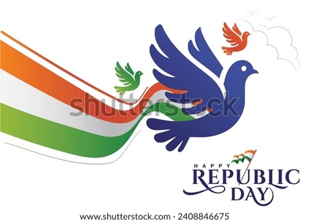 Happy republic day background with bird flying logo