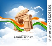 Happy Republic Day Background Design Template Illustration, Indian Republic Day Post Banner Design Template