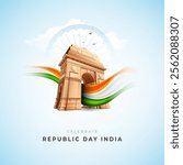 Happy Republic Day Background Design Template Illustration, Indian Republic Day Post Banner Design Template