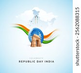 Happy Republic Day Background Design Template Illustration, Indian Republic Day Post Banner Design Template