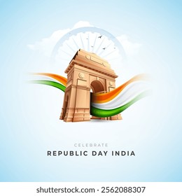 Happy Republic Day Background Design Template Illustration, Indian Republic Day Post Banner Design Template