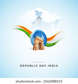 Happy Republic Day Background Design Template Illustration, Indian Republic Day Post Banner Design Template