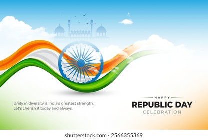 Happy Republic Day Background Design Template Illustration, Indian Republic Day Post Banner Design Template