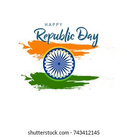 Happy Republic Day background design, 26th January background Vector Illustration based on Tri Color grunge.