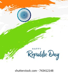 Happy Republic Day background design, 26th January background Vector Illustration based on Tri Color grunge.