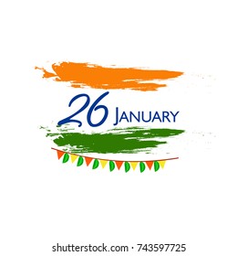 Happy Republic Day background design, 26th January background Vector Illustration based on Tri Color grunge.