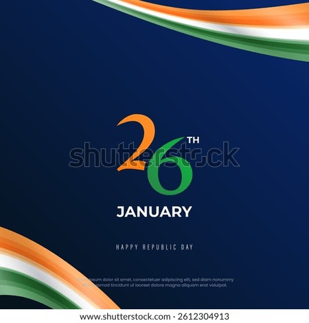 Happy Republic Day Background Design Template Illustration, Indian Republic Day Post Banner Design Template. 26 january Republic Day of India design with indain flag.