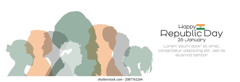 Happy Republic Day banner. Flat vector illustration.