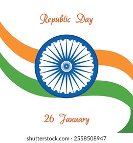 Happy republic day celebration background. 26 january celebration day. famous Indian sign ashoka chakra