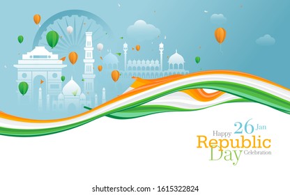 Happy Republic Day Celebration Greeting Background Template