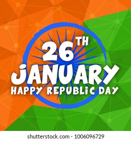 Happy Republic Day celebration. Indian Independence Day. Indian tricolor Vector illustration.