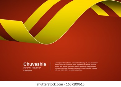 Happy republic day of Chuvashia. Elegant waving flag banner background. Greeting patriotic nation vector.