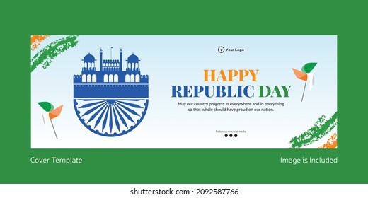 Happy republic day cover page design template.