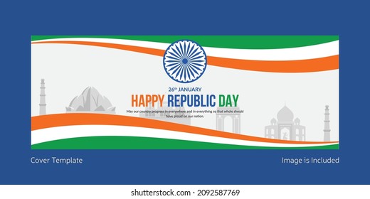 Happy republic day cover page design template.