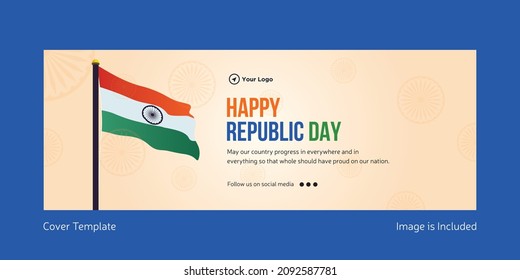 Happy republic day cover page design template.