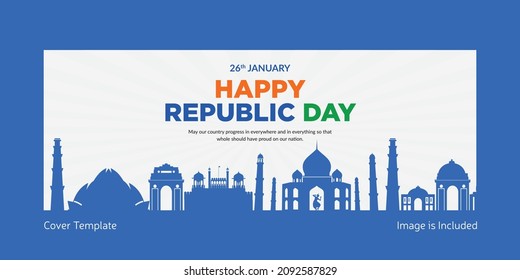 Happy republic day cover page design template.