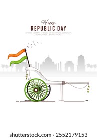 Happy Republic day creative concept. 26 January Indian Republic Day Celebration Background. Greeting card, 3d vector illustration.