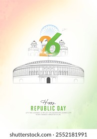 Happy Republic day creative concept. 26 January Indian Republic Day Celebration Background. Greeting card, 3d vector illustration.