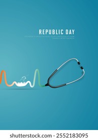 Feliz Dia da República conceito criativo. 26 de janeiro - Celebração do Dia da República da Índia. Cartão comemorativo, ilustração vetorial 3d.