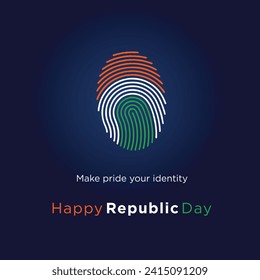 Happy Republic Day Creative Finger print Tricolor Social Media Post Template Vector. January 26th India
