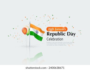 Feliz Día de la República. Diseño de tarjetas de felicitación para el Día de la República India el 26 de enero.