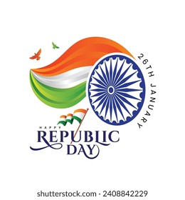 Happy republic day greeting logo 