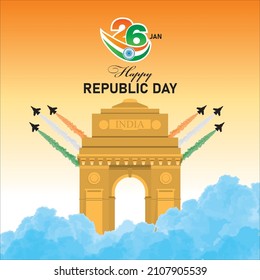 Ilustración del Día de la República Feliz. Afiche del Día de la República India.