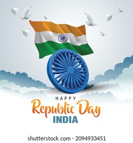 Happy Republic Day India. 26 January Background. Vector Illustration Design