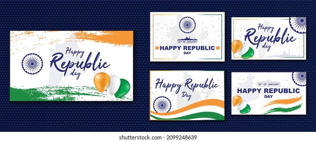 Happy Republic Day of India - 26 January. Patriotic illustrations with the Indian flag. Template for banner or poster.