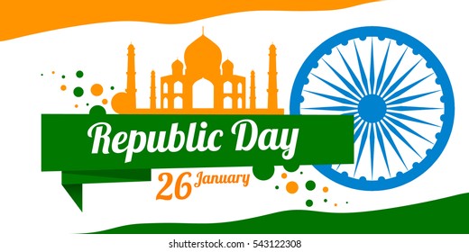 Happy Republic Day of India. 26 January. Vector illustration banner.