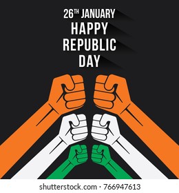 happy republic day of india 26 january , hand fist show power