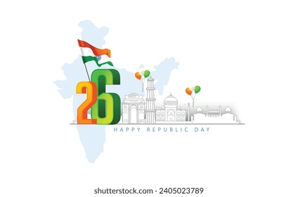 Feliz Día de la República de India el 26 de enero 