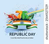 happy republic day India. Ashoka chakra with Indian map. abstract vector illustration design