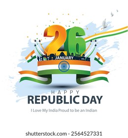 happy republic day India. Ashoka chakra with Indian map. abstract vector illustration design