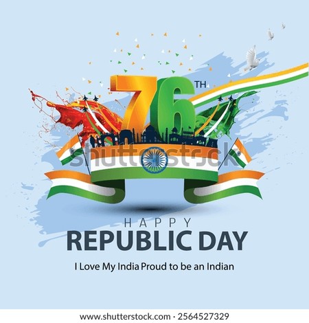 happy republic day India. Ashoka chakra with Indian map. abstract vector illustration design