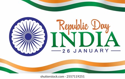 Happy Republic Day India banner background with Ashoka Chakra and Indian flag design. Vector Illustration