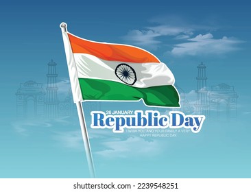 Happy Republic Day of India celebration 26th January
