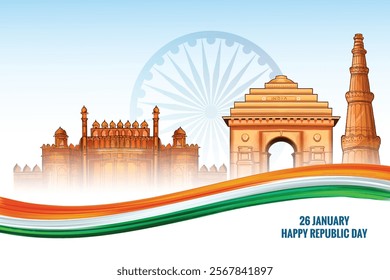 Happy republic day of india celebration card design