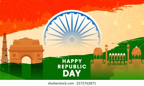 Happy Republic day of india celebration Background, Cover, Banner, greetings vector illustration