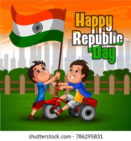 Happy Republic Day of India celebration on 26th January. Vector illustration