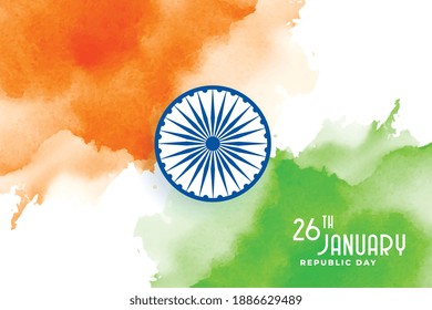 happy republic day of india creative watercolor flag design