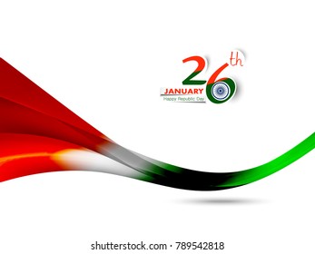 Happy Republic day of India festival With waved lines for Elegant Indian flag theme, Good Concept, Beautiful Greeting Card Design and Background Vector Illustration...
