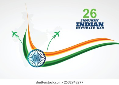 Feliz Dia da República da Índia com ilustração de avião de caça
